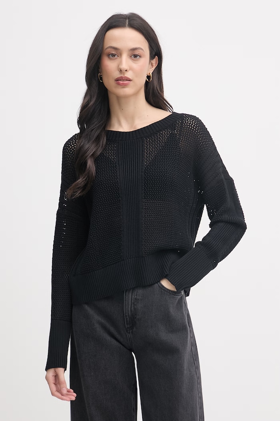 Sisley pulover za žene s pamukom crna 174WL107R