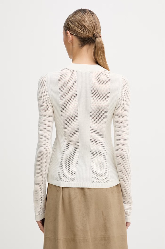 Odzież Sisley sweter damski ażurowy 1QKQL107D beżowy
