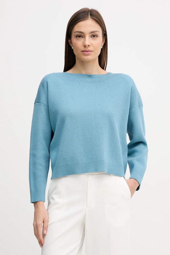 United Colors of Benetton pulover din amestec de lână subtiri albastru 10ICD10GC