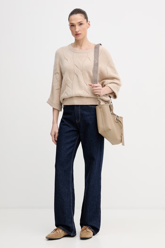 United Colors of Benetton sweter kaszmirowy 10K1D10FE beżowy SS26