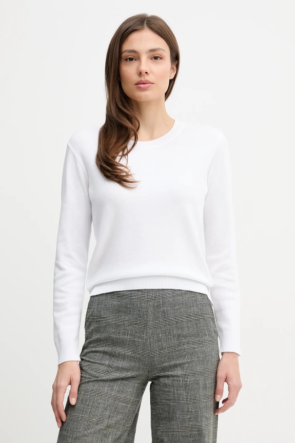 United Colors of Benetton pulover pentru femei din bumbac subtiri alb 1C19D10FV