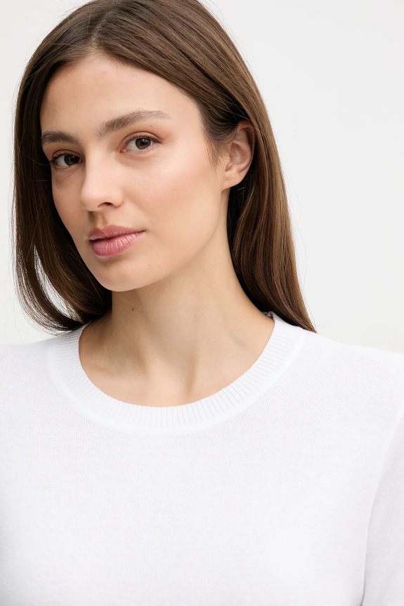 United Colors of Benetton pulover pentru femei din bumbac alb 1C19D10FV