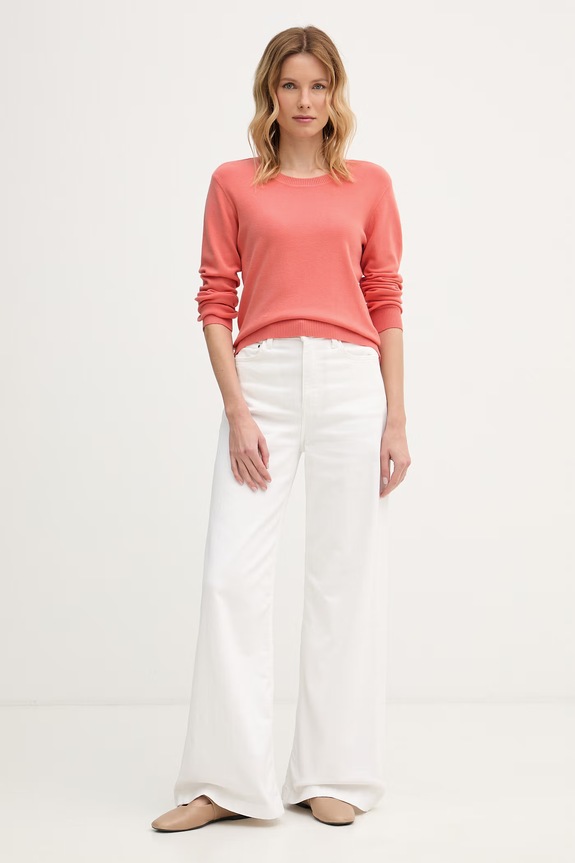 United Colors of Benetton sweter damski bawełniany 1C19D10FV pomarańczowy SS26