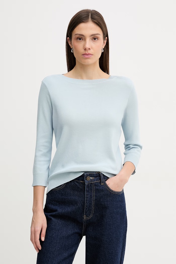 United Colors of Benetton pulover de damă din bumbac subtiri albastru 1C19D10G1