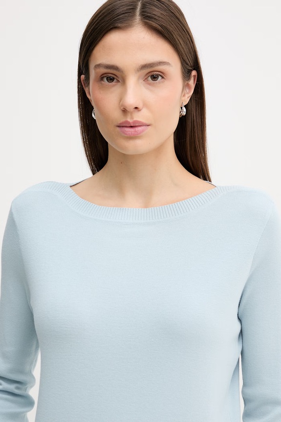 United Colors of Benetton pulover de damă din bumbac albastru 1C19D10G1