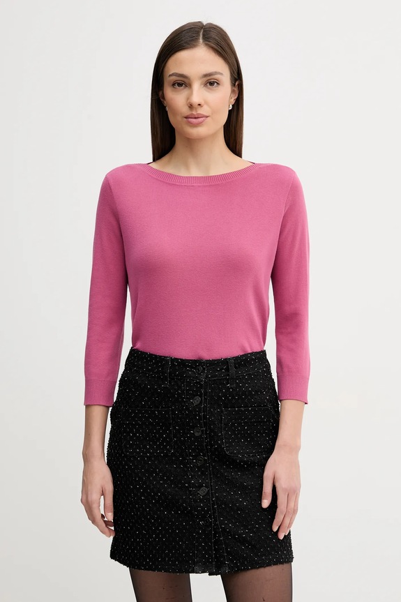 United Colors of Benetton Pulover de damă din bumbac subtiri roz 1C19D10G1