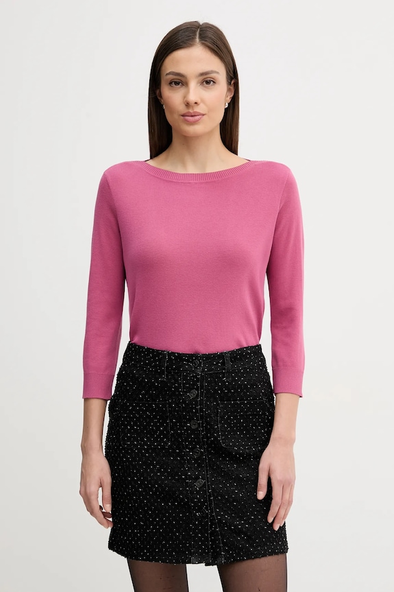 United Colors of Benetton Pulover de damă din bumbac subtiri roz 1C19D10G1