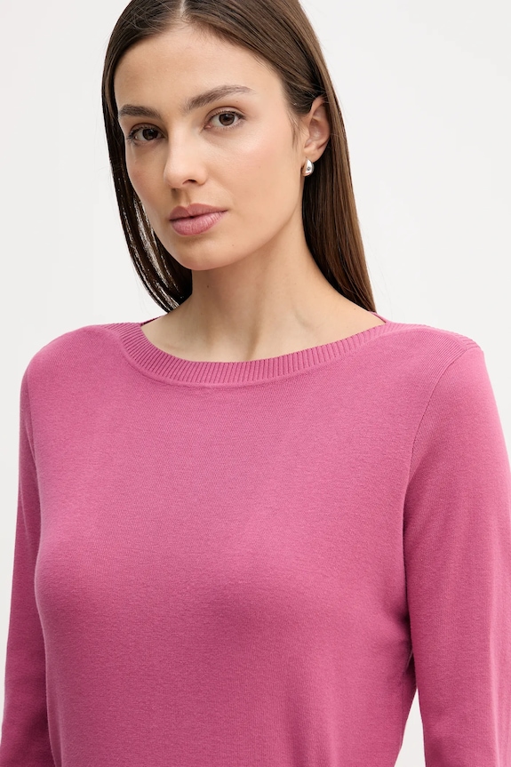 United Colors of Benetton Pulover de damă din bumbac roz 1C19D10G1