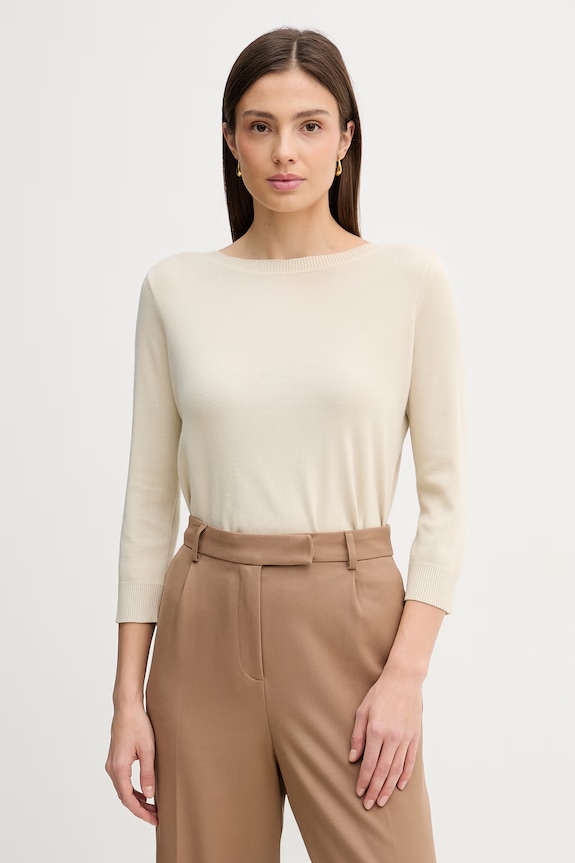 United Colors of Benetton sweter damski bawełniany bawełna beżowy 1C19D10G1