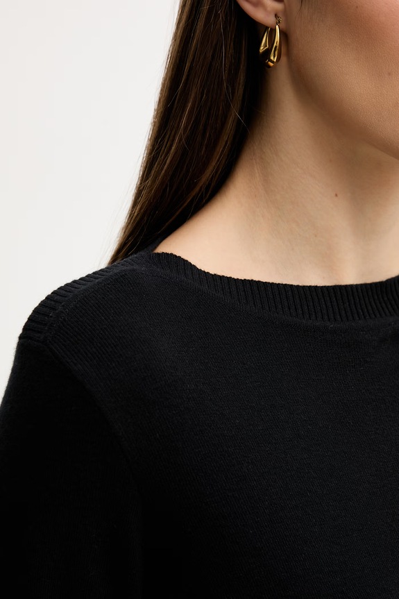 United Colors of Benetton pulover de damă din bumbac 1C19D10G1 negru