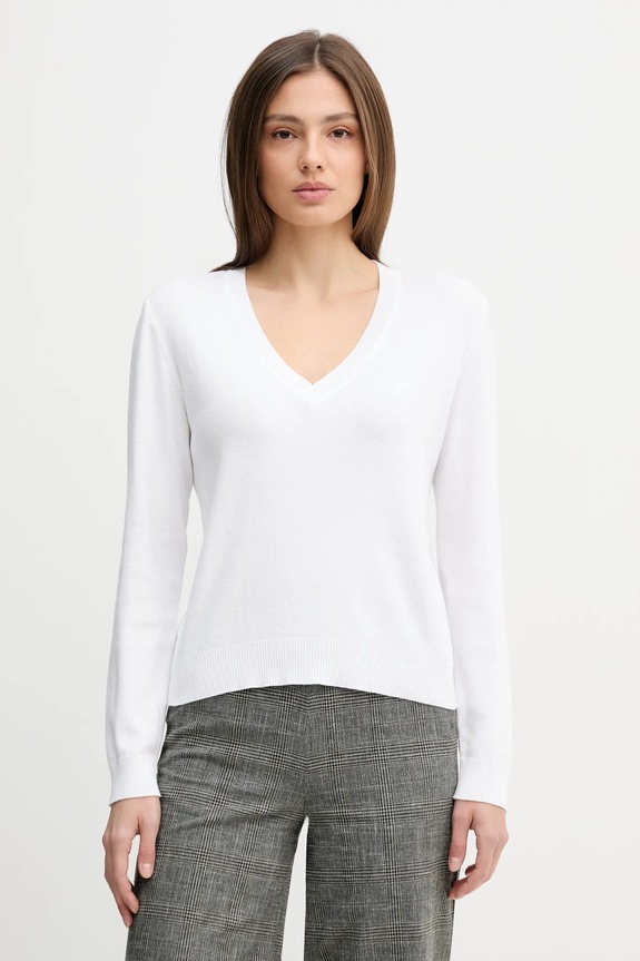 United Colors of Benetton pulover de bumbac subtiri alb 1C19D403N