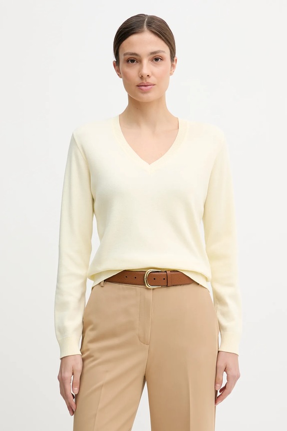 United Colors of Benetton pulover de bumbac subtiri galben 1C19D403N