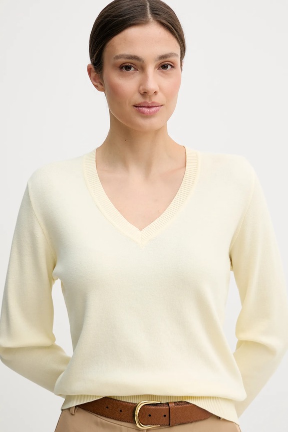 United Colors of Benetton pulover de bumbac galben 1C19D403N