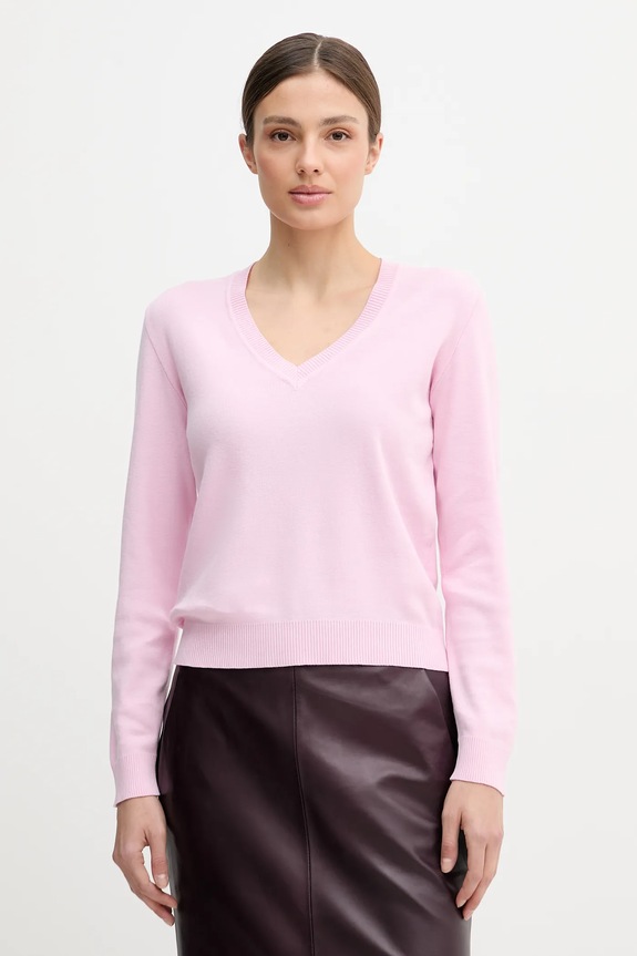 United Colors of Benetton pulover de bumbac subtiri roz 1C19D403N