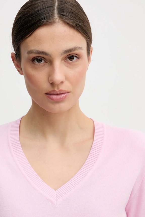 United Colors of Benetton pulover de bumbac roz 1C19D403N