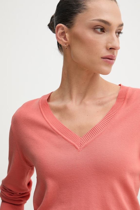 United Colors of Benetton sweter damski bawełniany pomarańczowy 1C19D403N