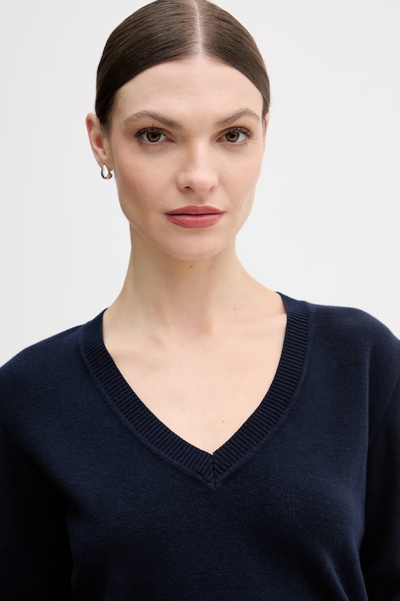 United Colors of Benetton pulover pentru femei din bumbac bleumarin 1C19D403N