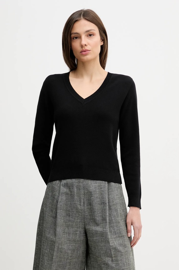 United Colors of Benetton pulover de bumbac subtiri negru 1C19D403N