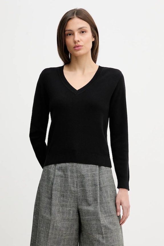 United Colors of Benetton pulover de bumbac subtiri negru 1C19D403N