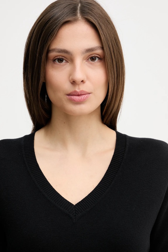 United Colors of Benetton pulover de bumbac negru 1C19D403N