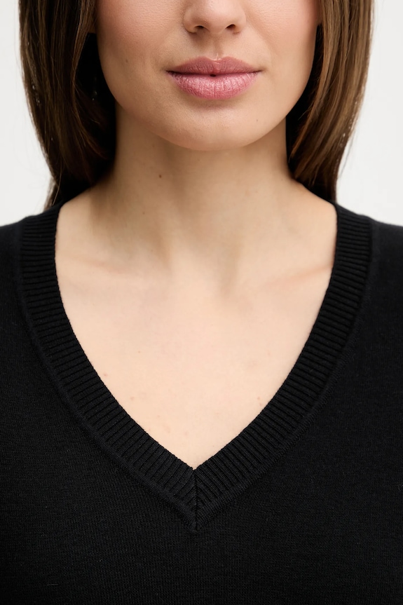 United Colors of Benetton pulover de bumbac 1C19D403N negru