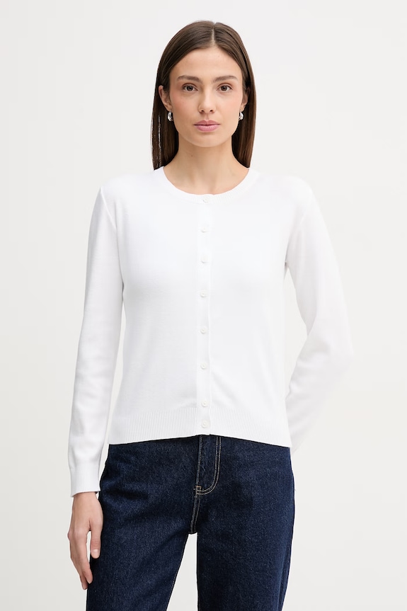 United Colors of Benetton cardigan de damă din bumbac alb 1C19D502P