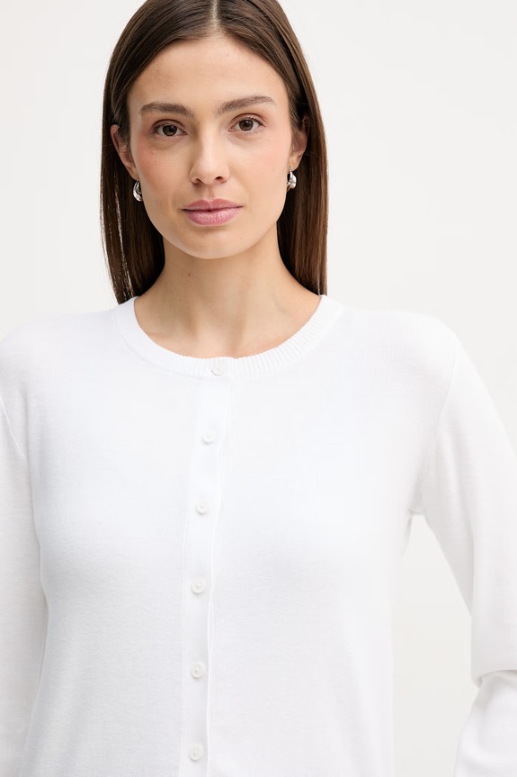 United Colors of Benetton cardigan de damă din bumbac alb 1C19D502P