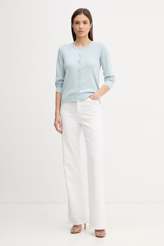 United Colors of Benetton cardigan de damă din bumbac 1C19D502P albastru SS26