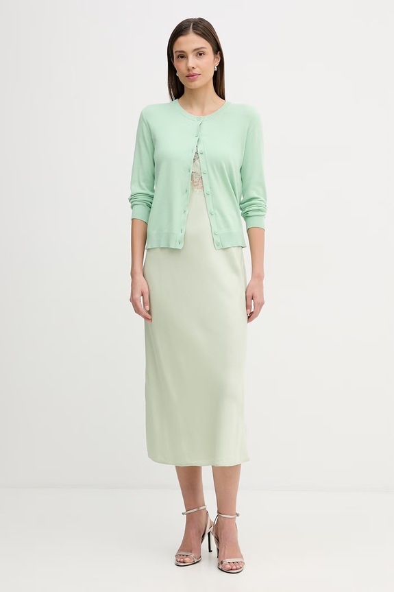United Colors of Benetton cardigan de damă din bumbac 1C19D502P verde SS26