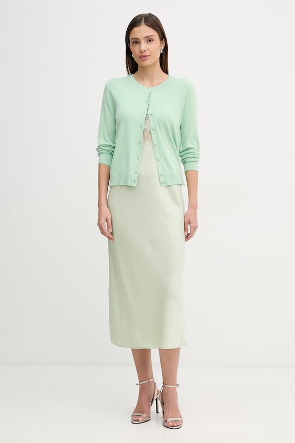 United Colors of Benetton cardigan de damă din bumbac 1C19D502P verde SS26
