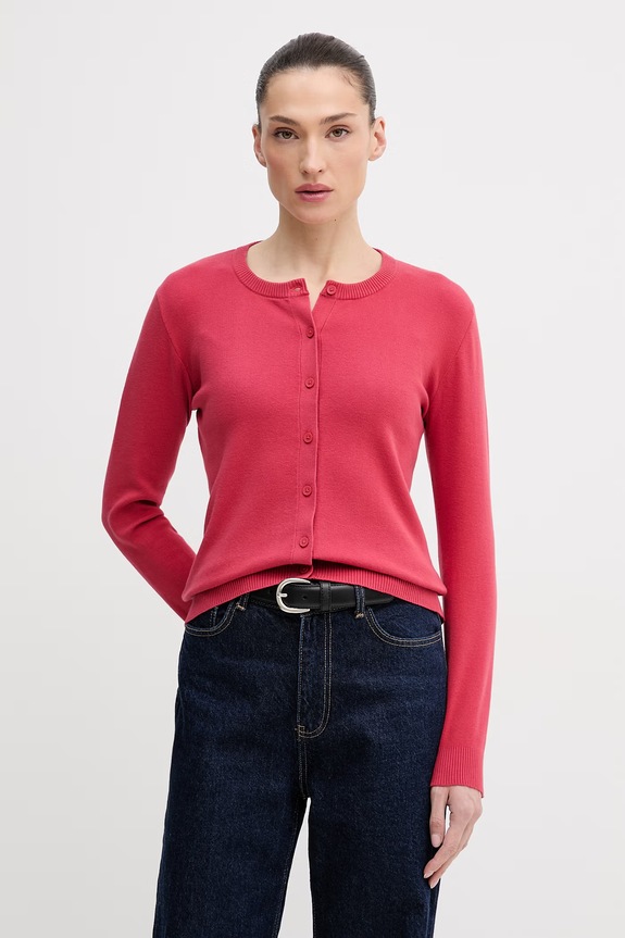 United Colors of Benetton cardigan de damă din bumbac rosu 1C19D502P
