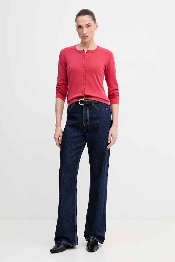 United Colors of Benetton cardigan de damă din bumbac 1C19D502P rosu SS26