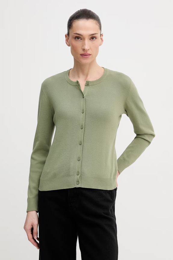 United Colors of Benetton cardigan de damă din bumbac verde 1C19D502P