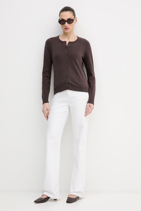 United Colors of Benetton cardigan de damă din bumbac 1C19D502P maro SS26