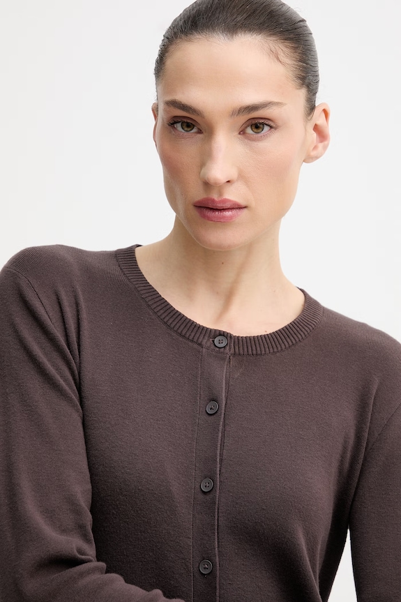 United Colors of Benetton cardigan de damă din bumbac maro 1C19D502P