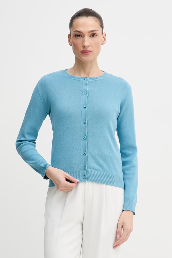 United Colors of Benetton cardigan de damă din bumbac albastru 1C19D502P