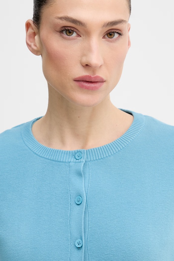 United Colors of Benetton cardigan de damă din bumbac albastru 1C19D502P