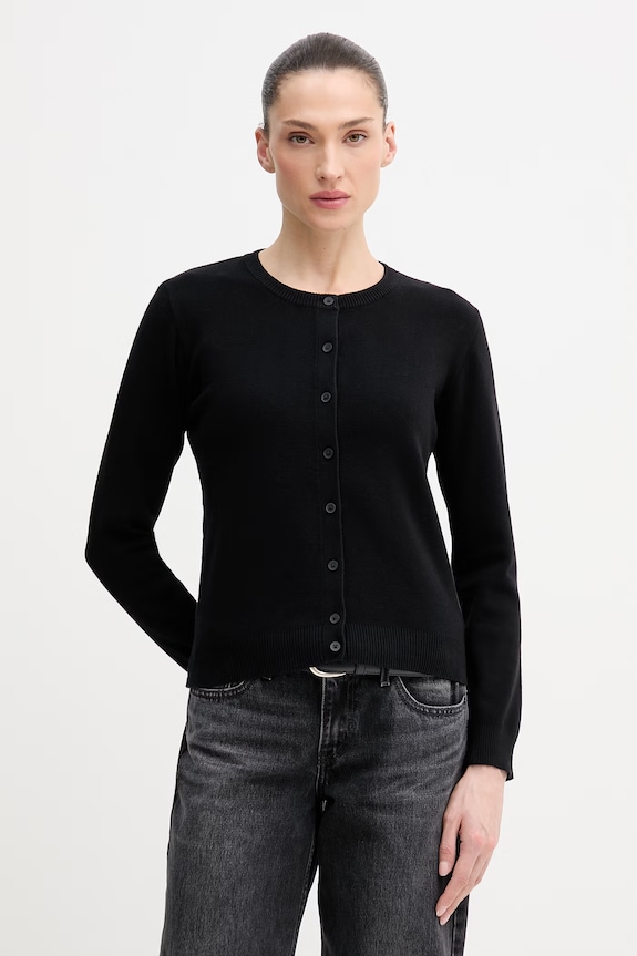 United Colors of Benetton cardigan femei din bumbac negru 1C19D502P