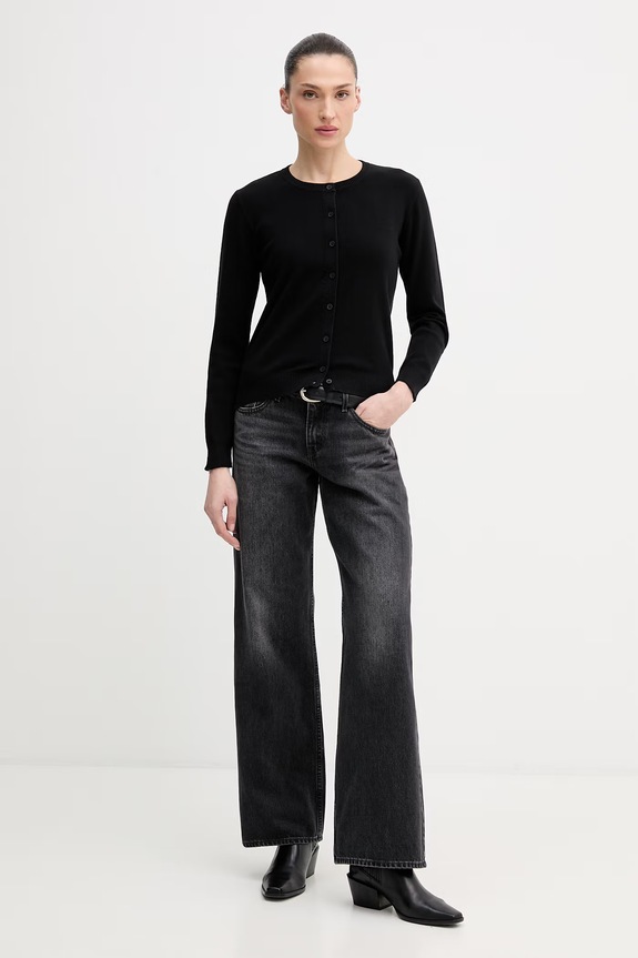 United Colors of Benetton cardigan femei din bumbac 1C19D502P negru SS26