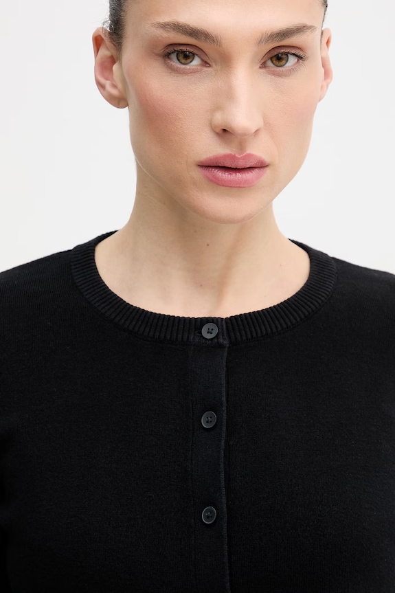 United Colors of Benetton cardigan femei din bumbac negru 1C19D502P
