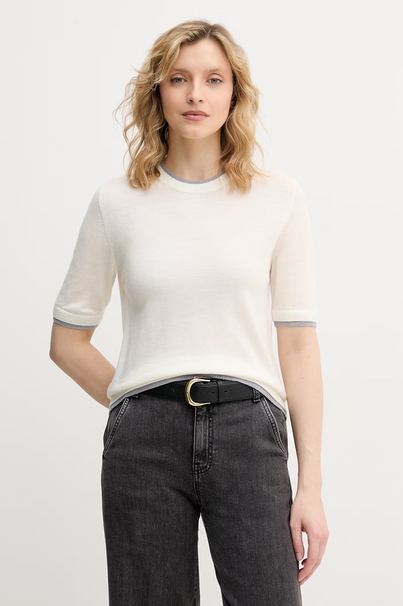 United Colors of Benetton sweter damski wełniany beżowy 11AHD10G4