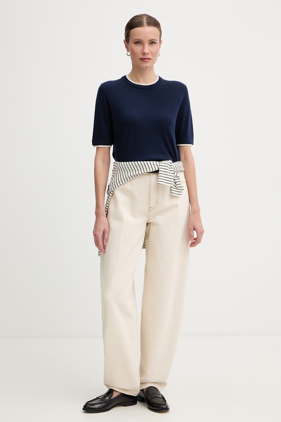 United Colors of Benetton sweter damski wełniany 11AHD10G4 granatowy SS26
