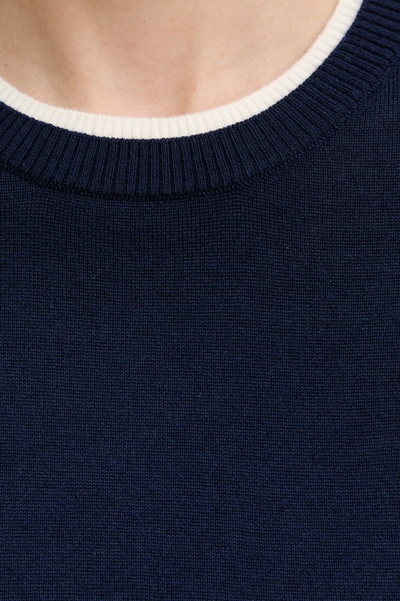 United Colors of Benetton sweter damski wełniany 11AHD10G4 granatowy