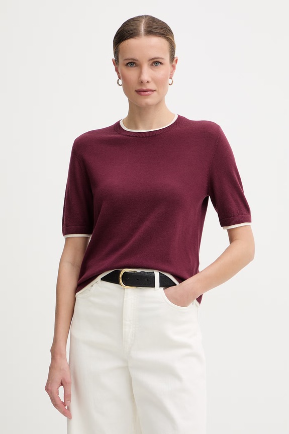 United Colors of Benetton sweter damski wełniany bordowy 11AHD10G4
