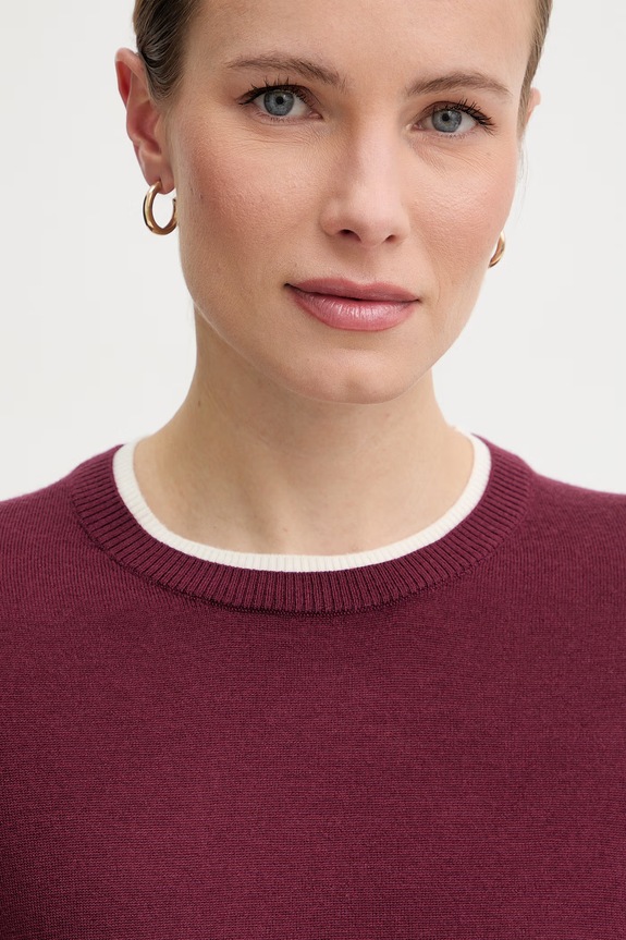 United Colors of Benetton sweter damski wełniany bordowy 11AHD10G4