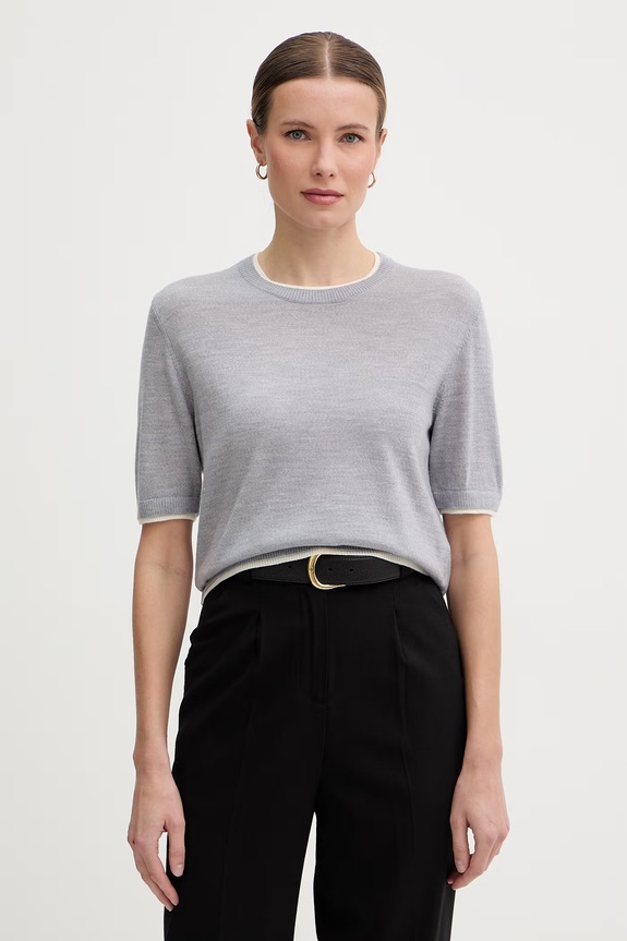 United Colors of Benetton sweter damski wełniany szary 11AHD10G4