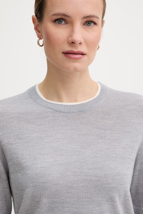 United Colors of Benetton sweter damski wełniany szary 11AHD10G4