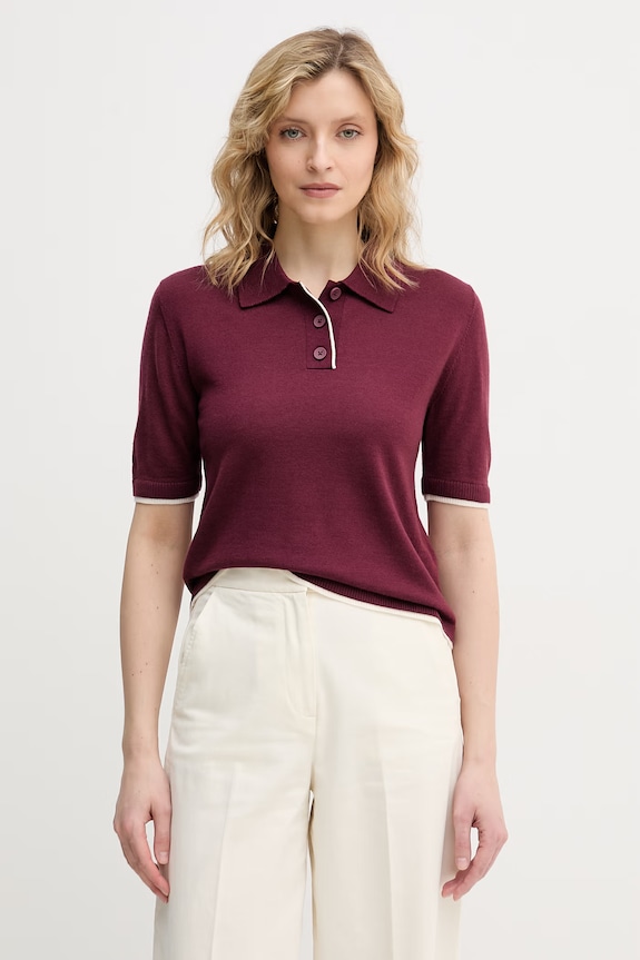 United Colors of Benetton polo damă de lână burgundia 11AHD301J