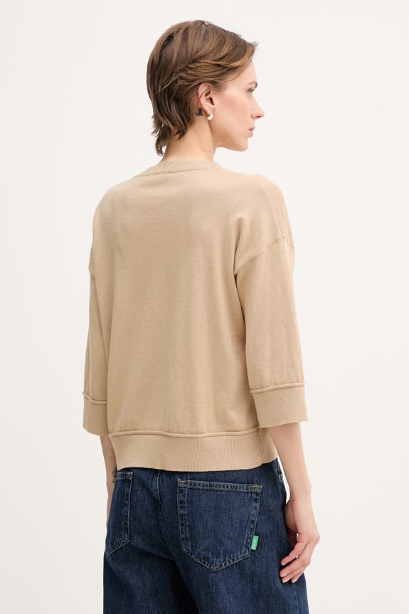 Odzież United Colors of Benetton sweter damski z wełny 1Y6SD10FX beżowy