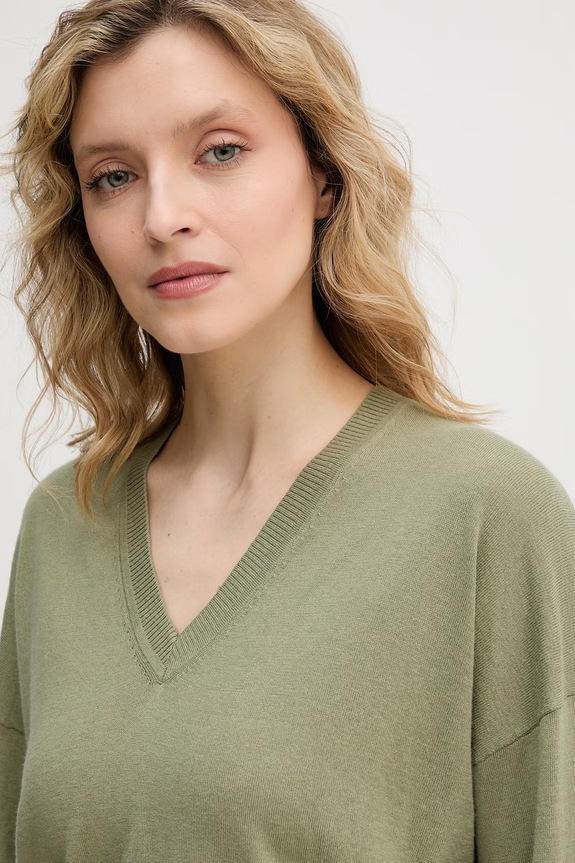 United Colors of Benetton Sveter dámsky s prímesou vlny zelená 1Y6SD403O